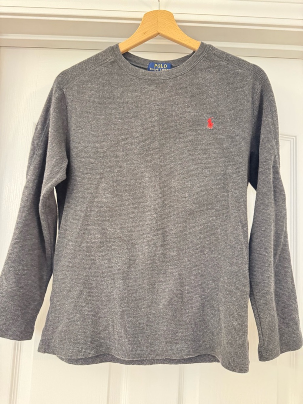 Polo Ralph Lauren Gray Knit Pullover Boys L 14/16 Long Sleeve Sweater Casual Kid